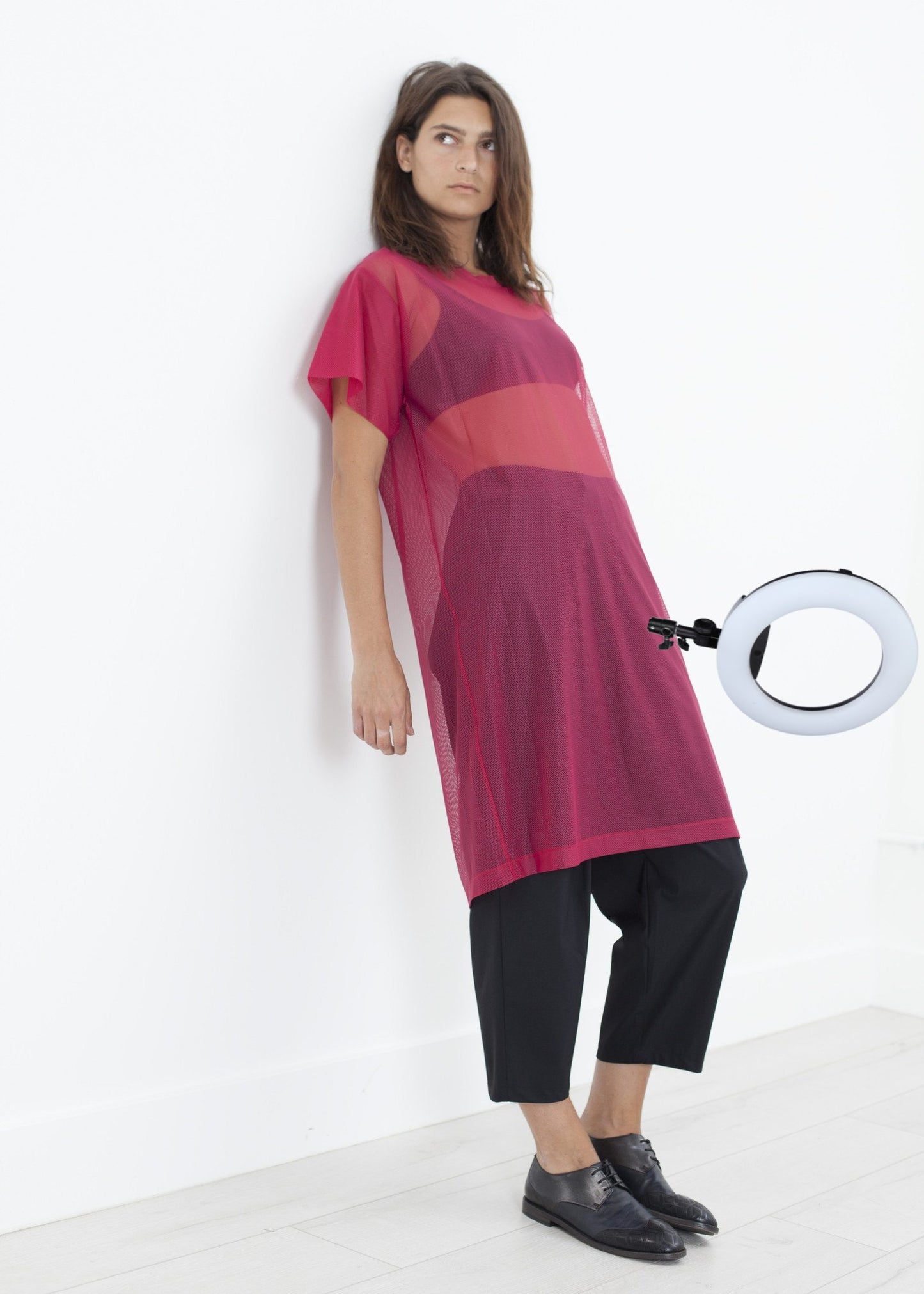 Mesh Over Dress in Pink