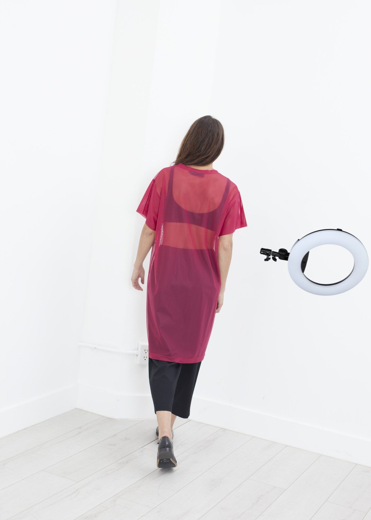 Mesh Over Dress in Pink