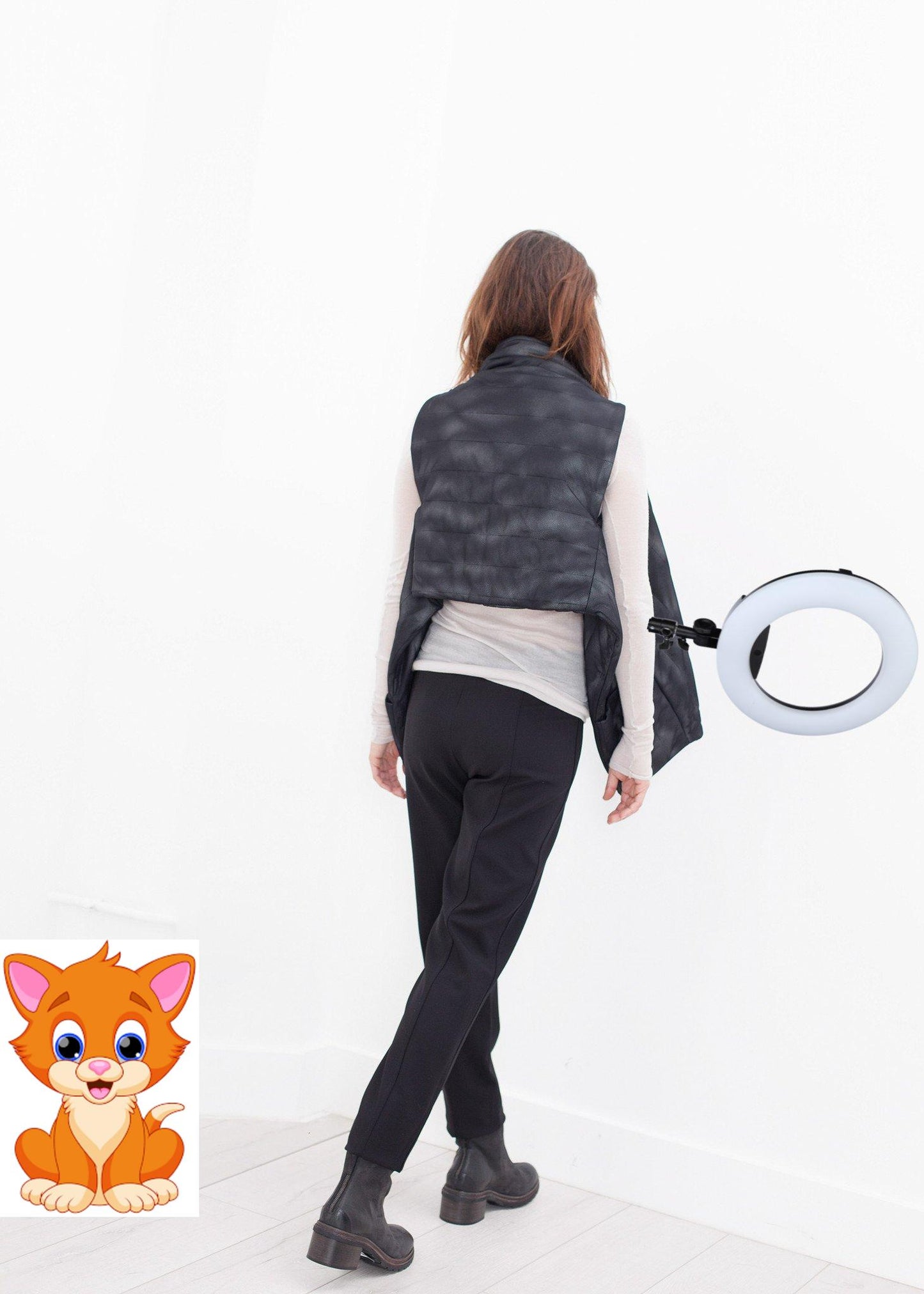 Quilted Mesh Waistcoat in Black/White