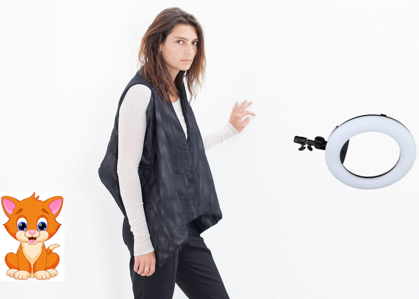 Quilted Mesh Waistcoat in Black/White