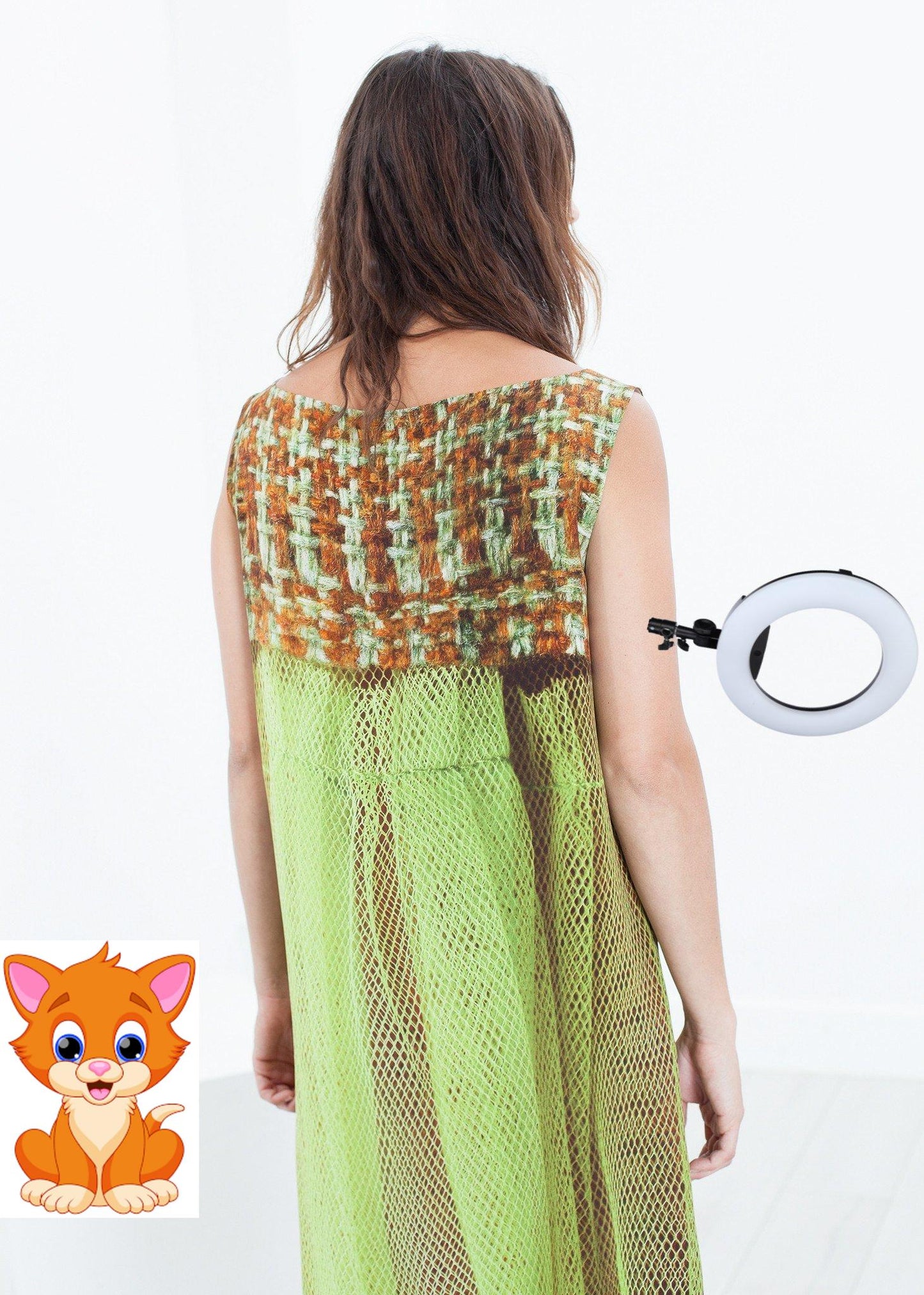 Silk Shift in Tweed and Net