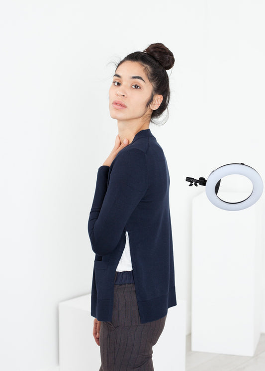 Square Cardigan in Navy