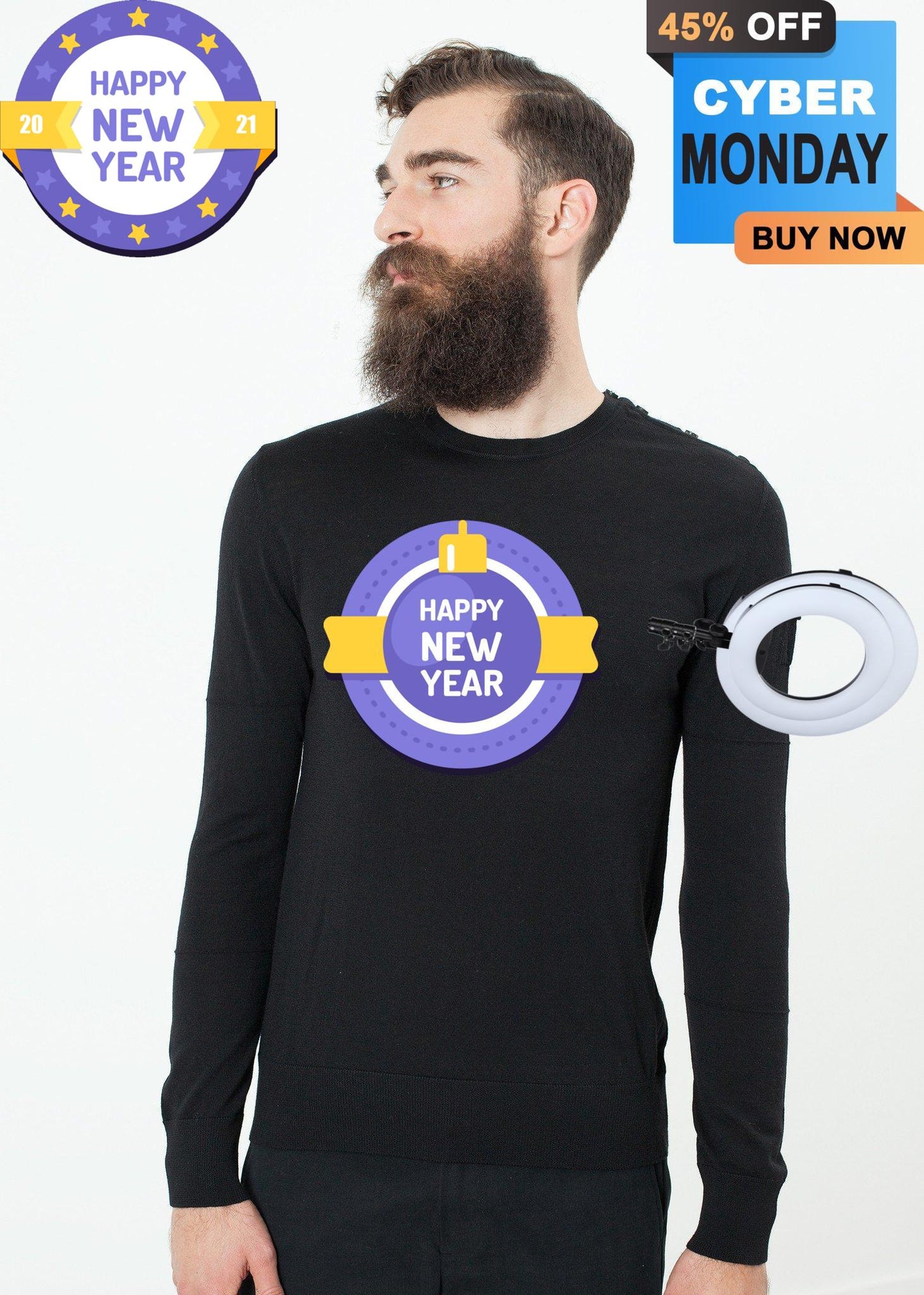 Button Shoulder Pullover in Black