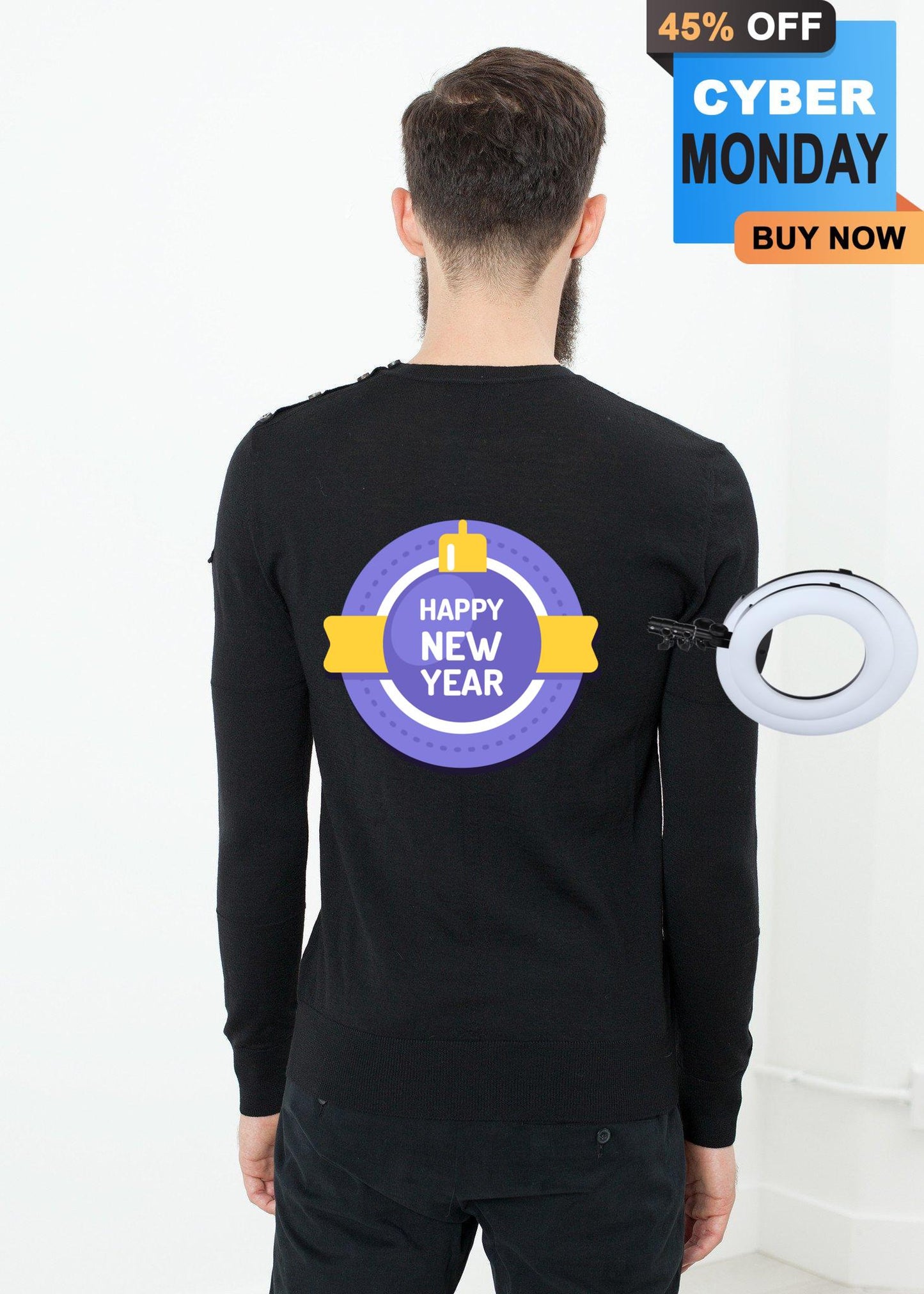 Button Shoulder Pullover in Black