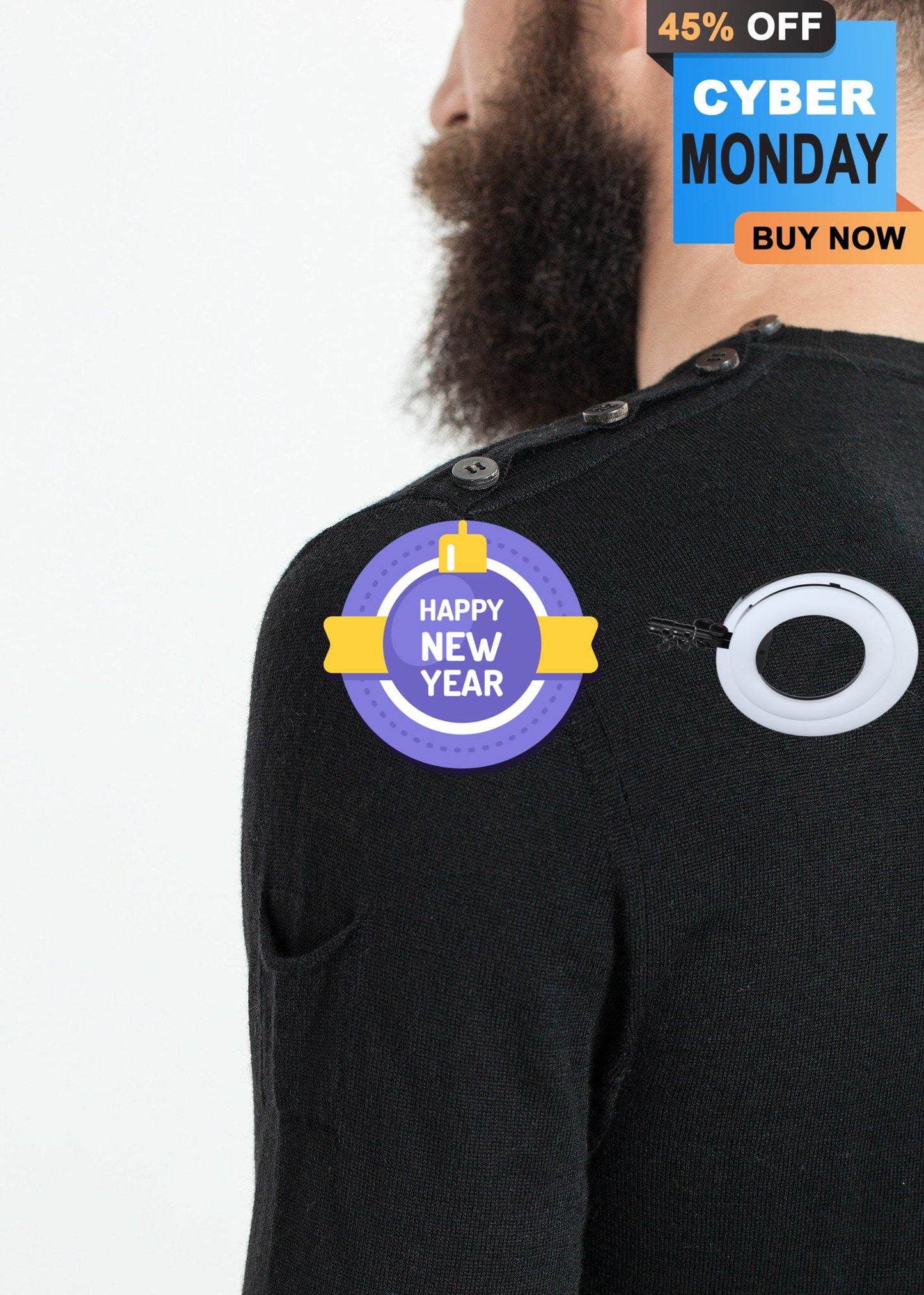 Button Shoulder Pullover in Black