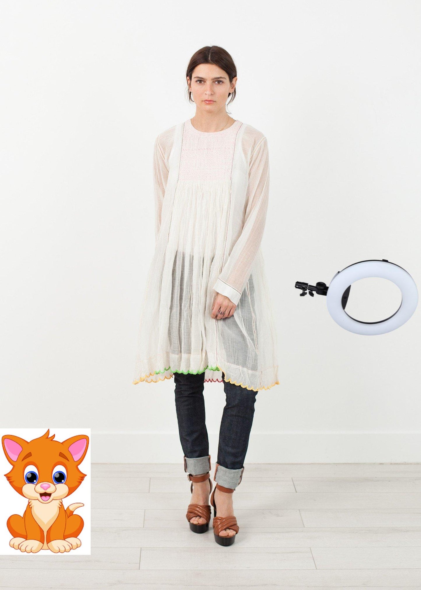 Pink Bib Dress in White