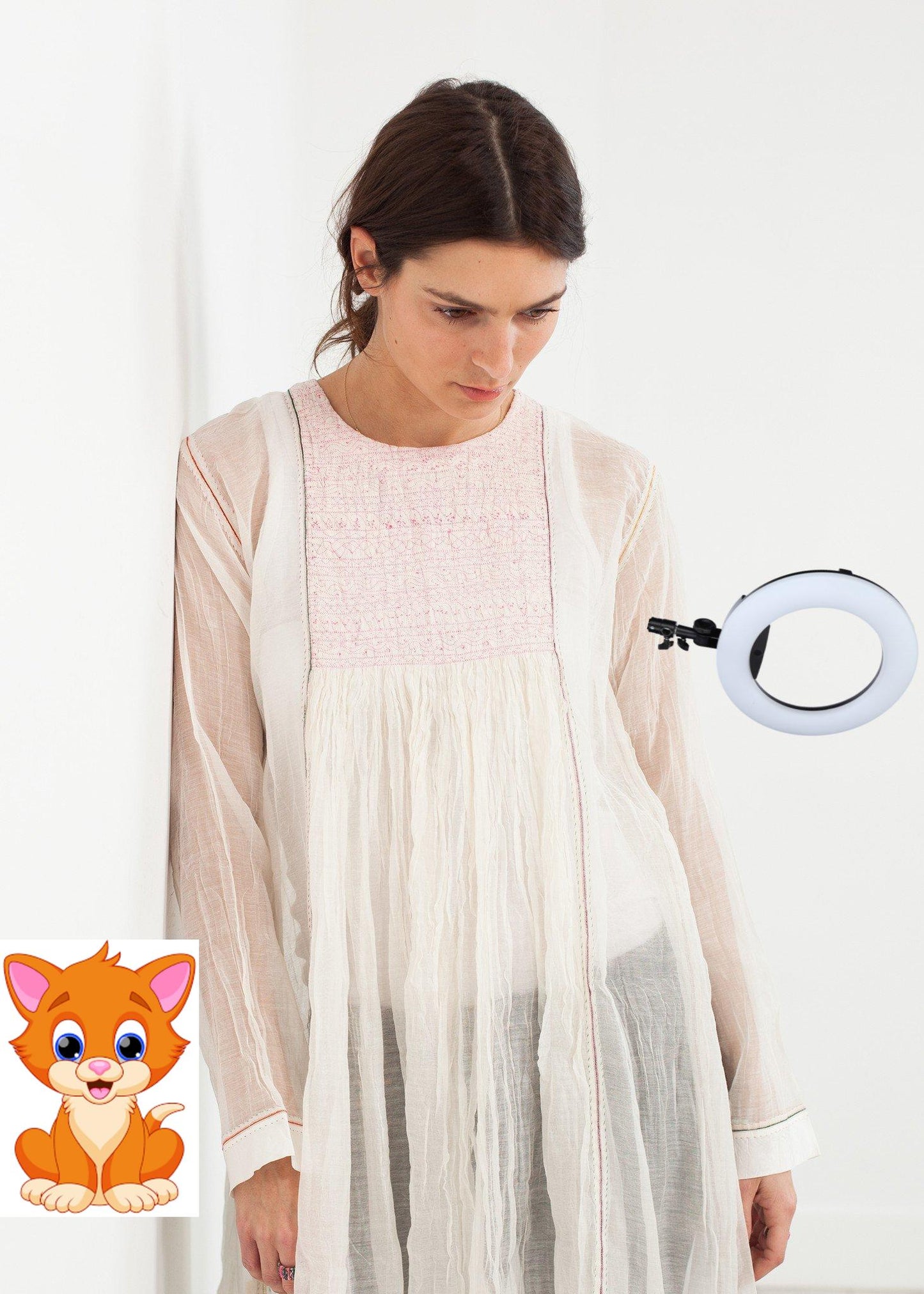 Pink Bib Dress in White