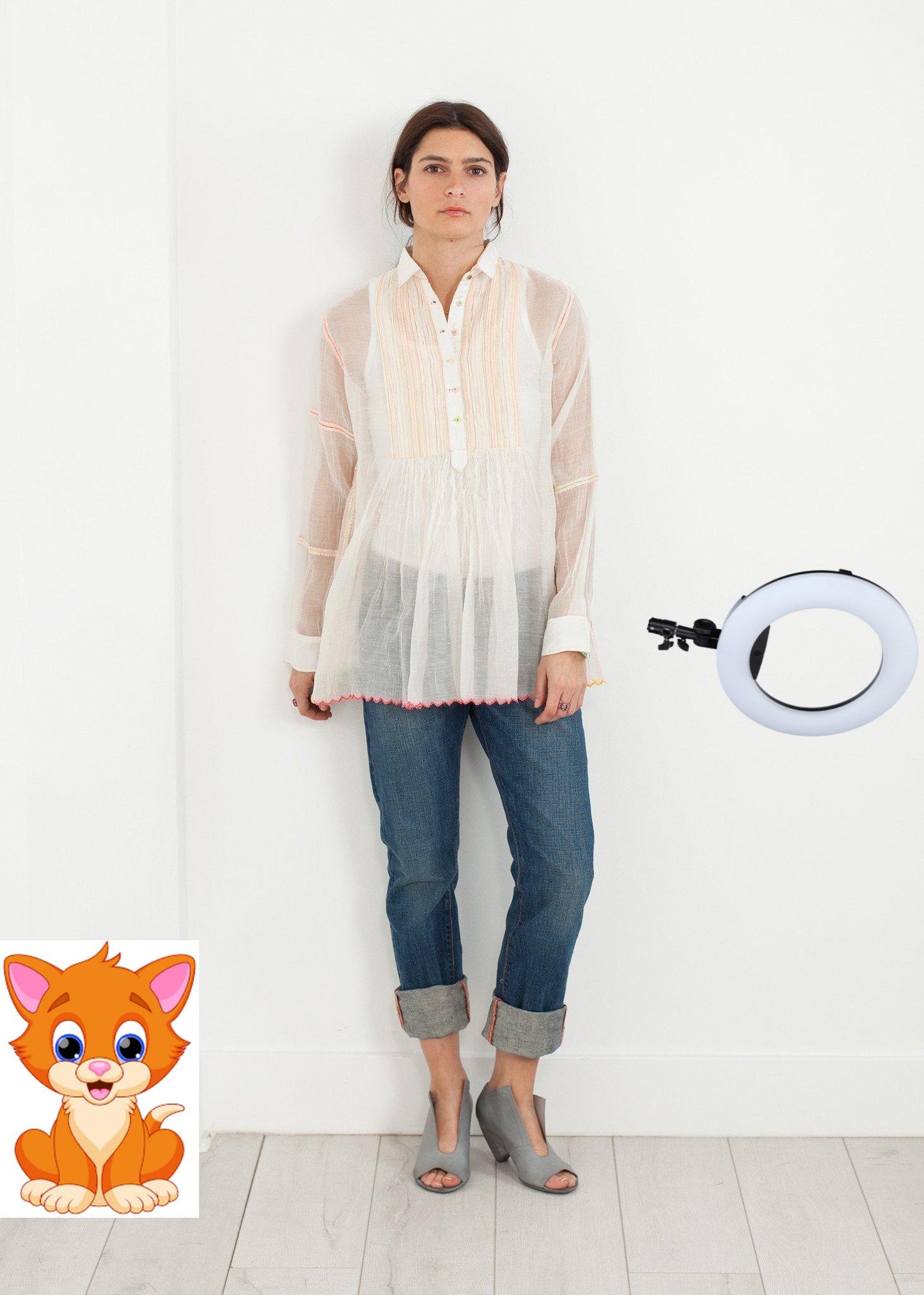 Sheer Rainbow Blouse in White