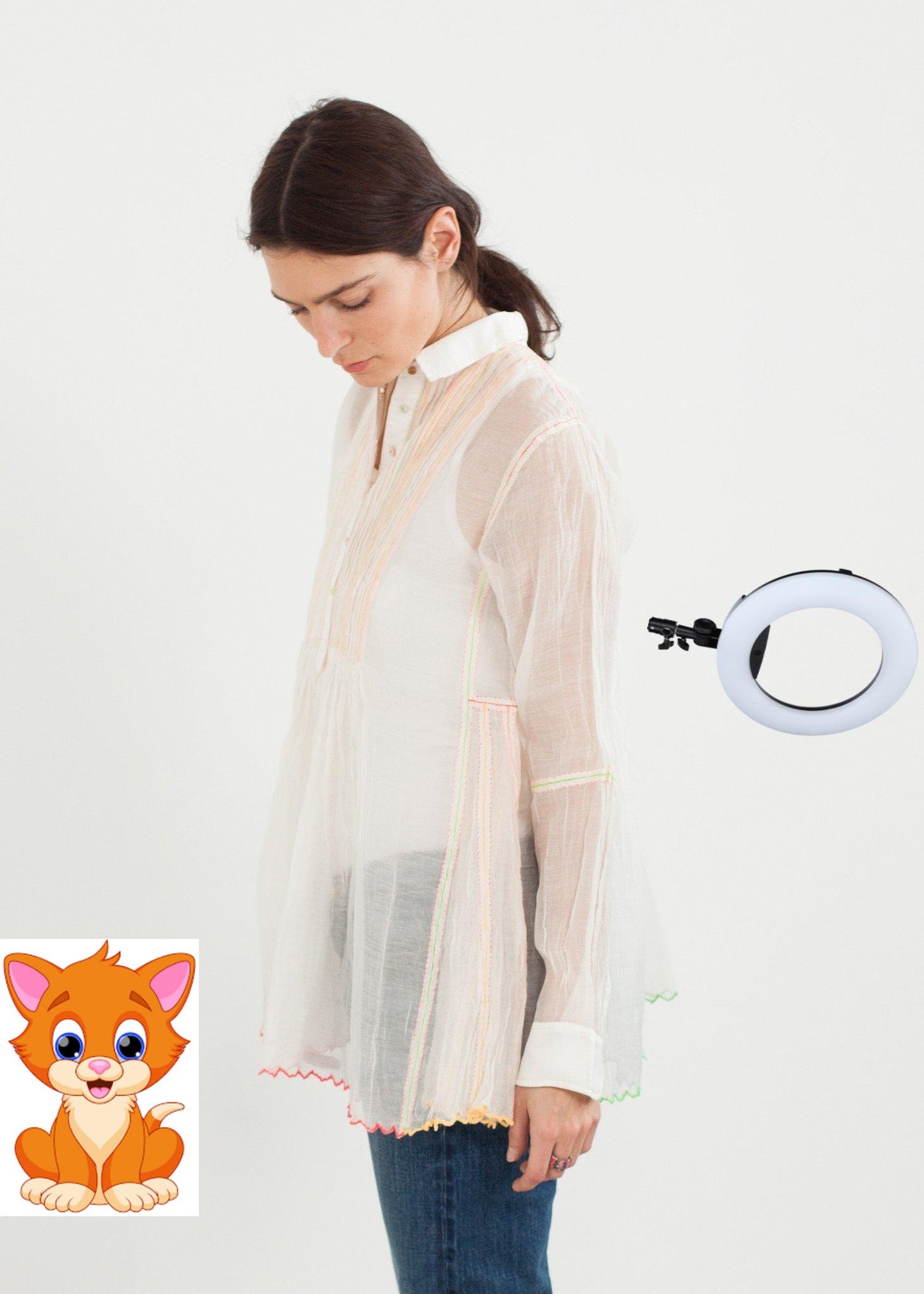 Sheer Rainbow Blouse in White