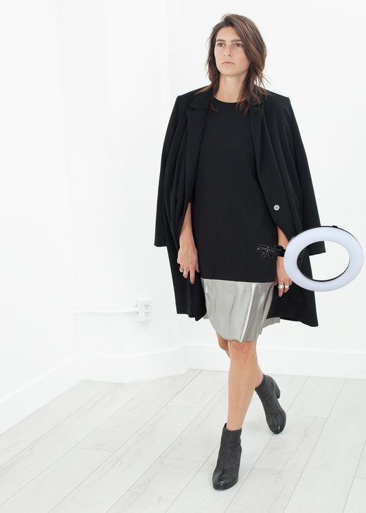 Border Dress in Black/Silver