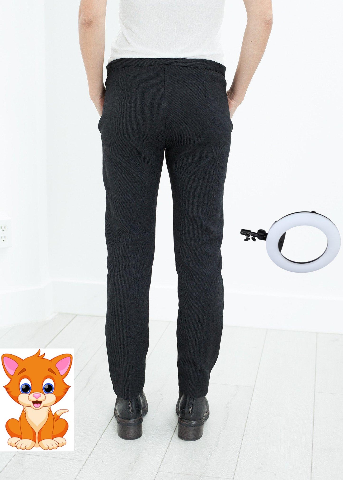 Side Zip Slim Pant in Black