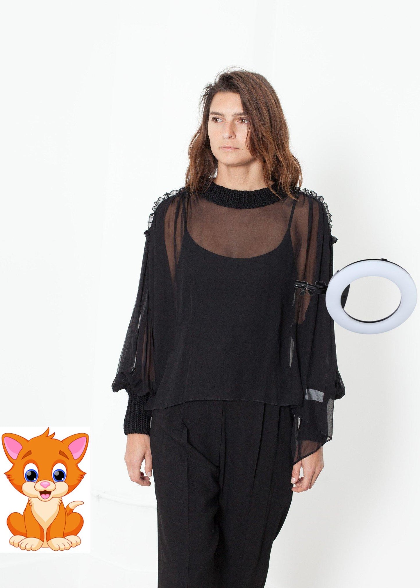 Poet Silk Sweater in Black