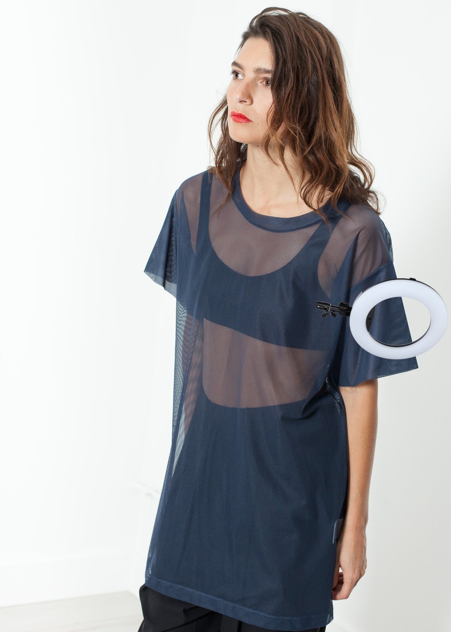 Mesh Over Dress in Navy