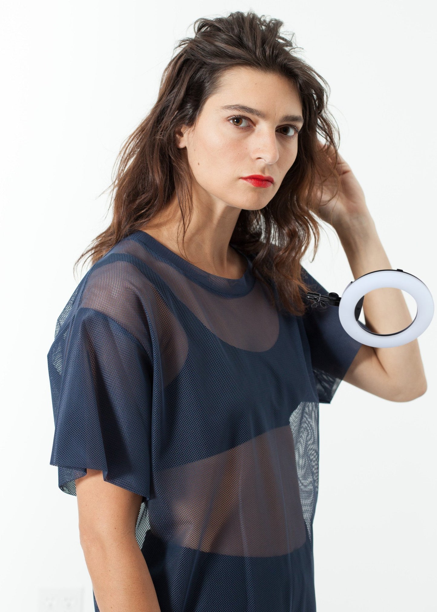 Mesh Over Tee in Navy