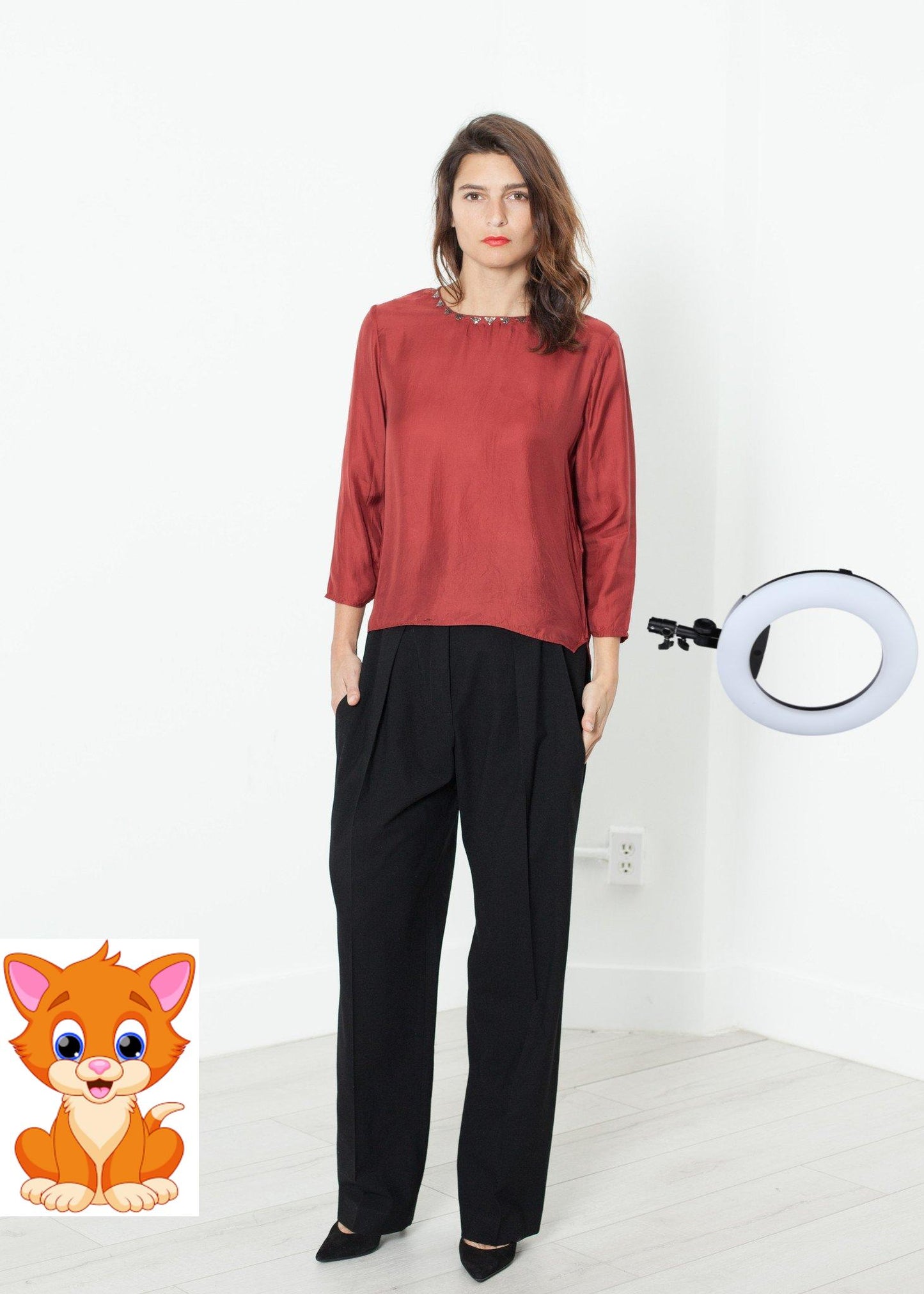 Pleated Waistband Trouser in Black