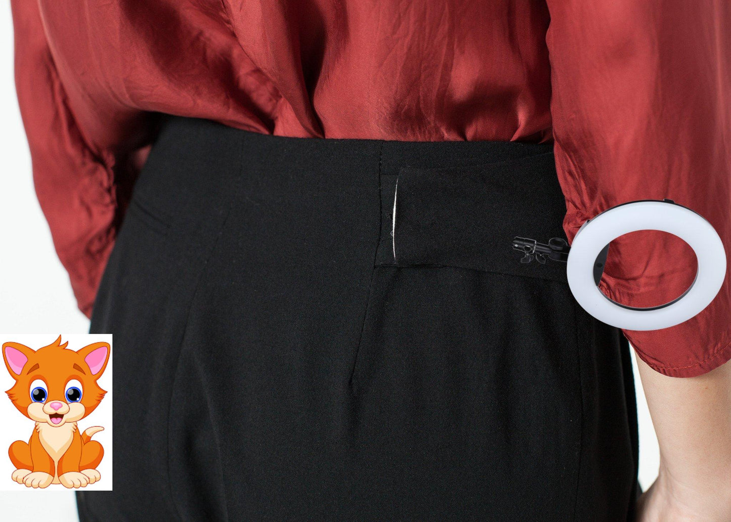 Pleated Waistband Trouser in Black