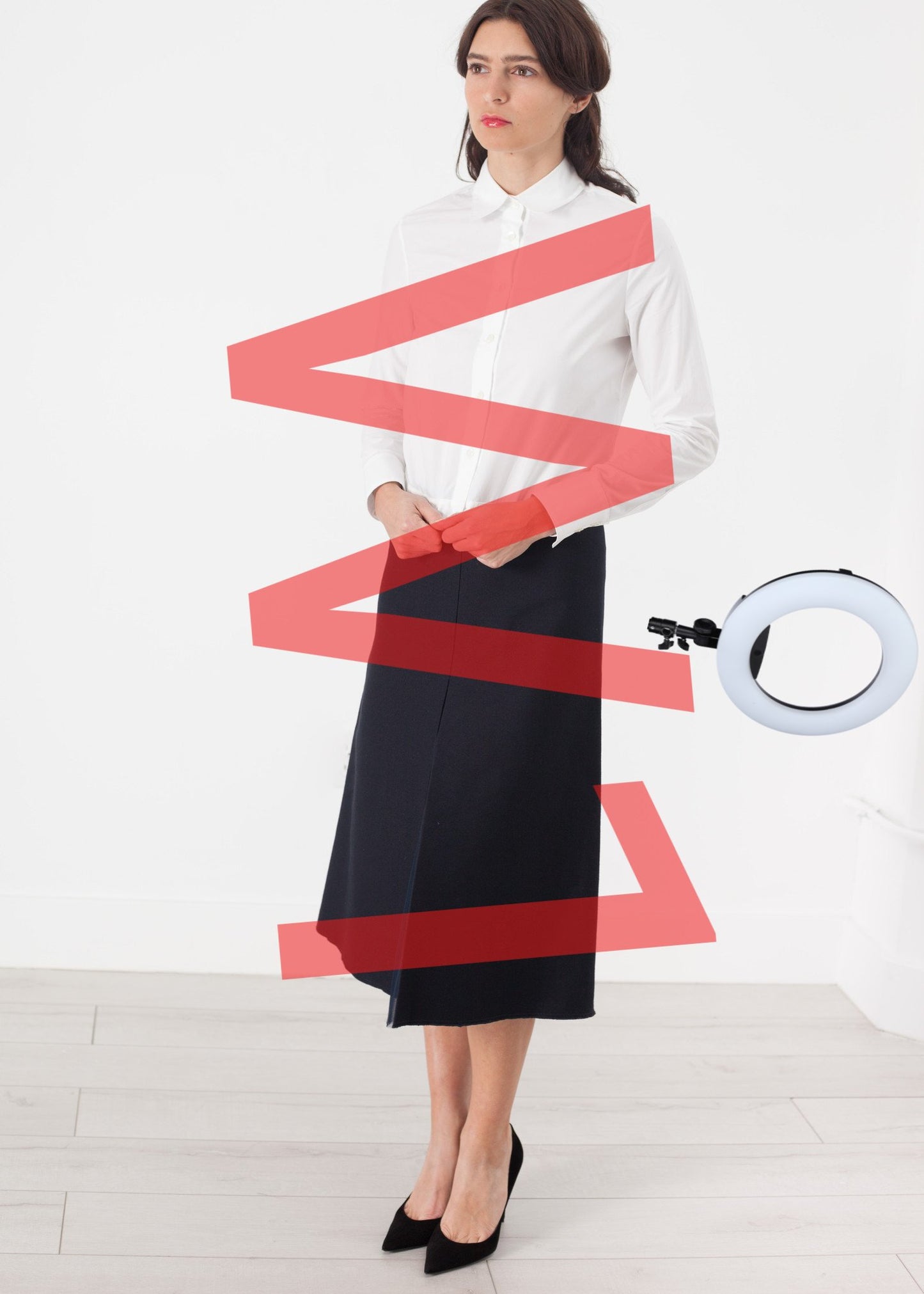 Tulle Pleat Skirt in Navy