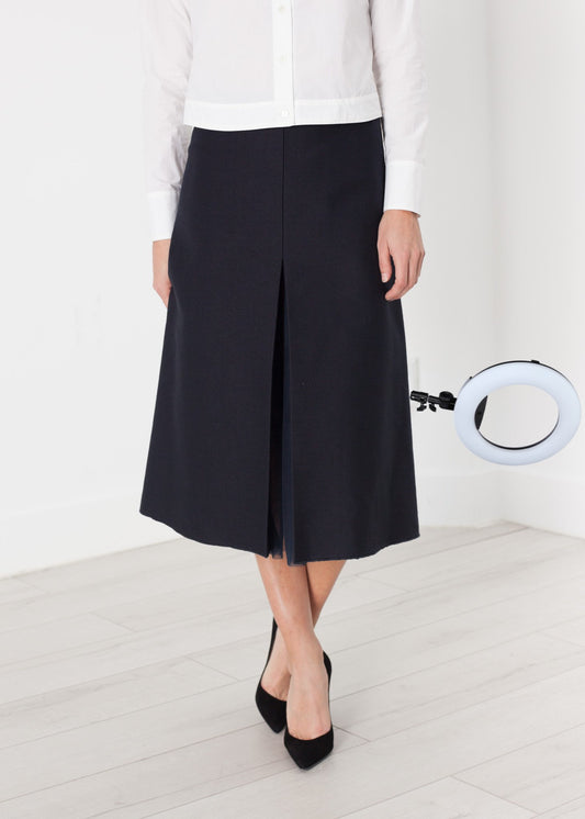 Tulle Pleat Skirt in Navy