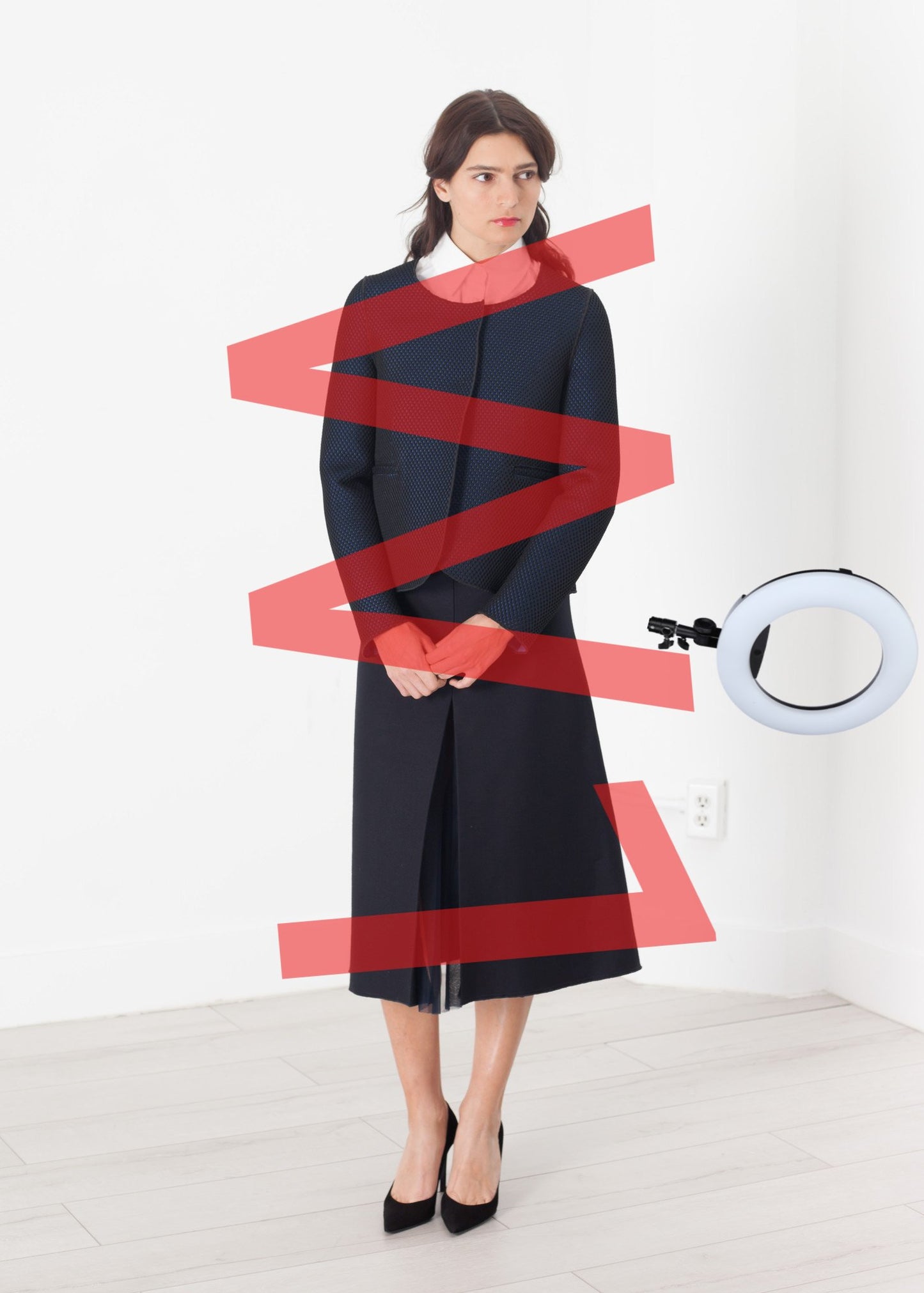 Weave Jacket in Black/Blue