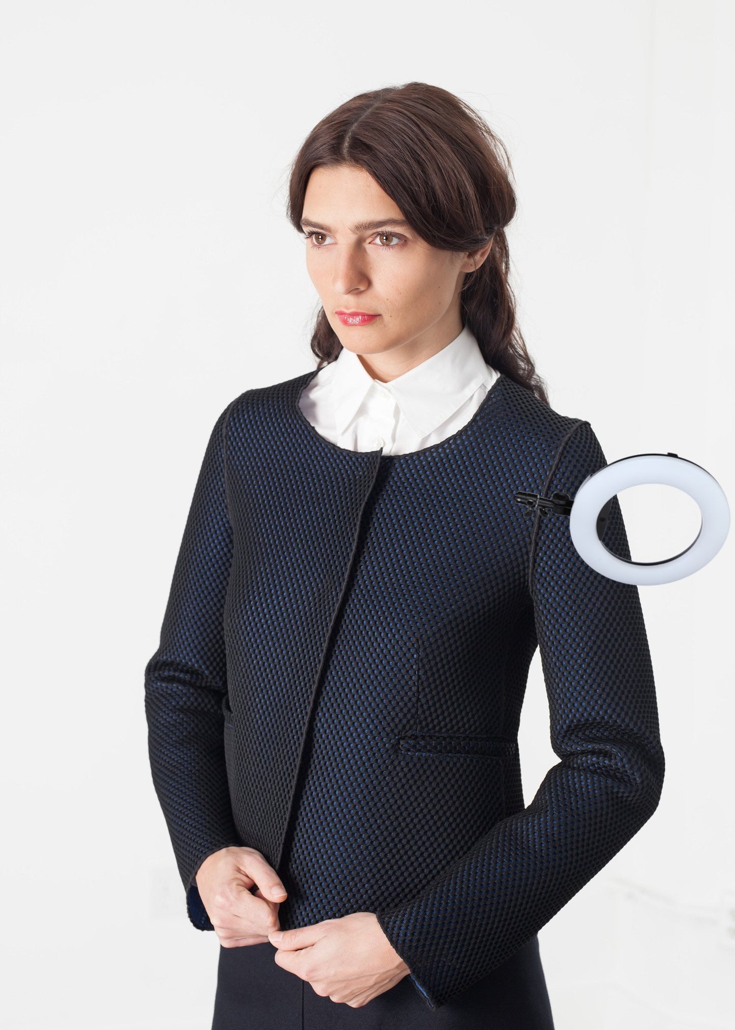 Weave Jacket in Black/Blue