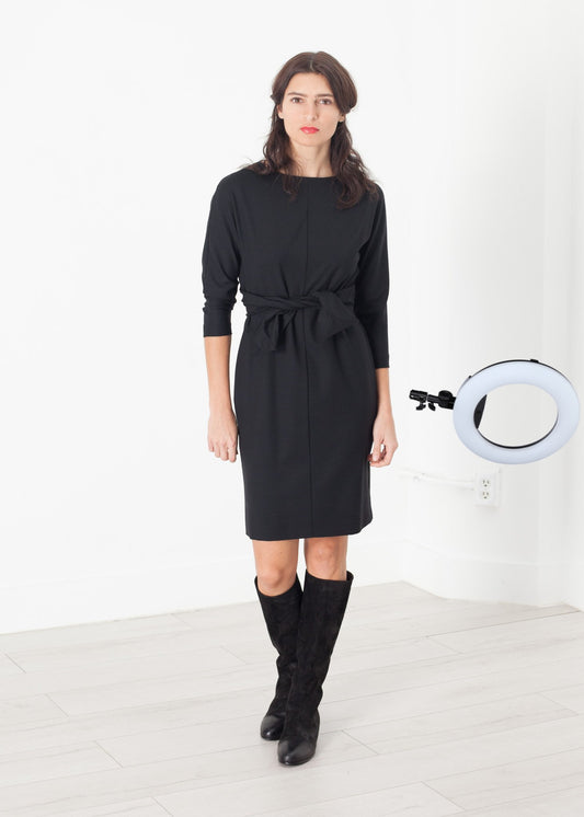 Tie Waist Dress in Black