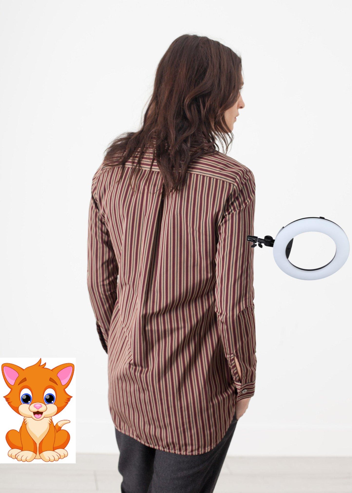 Sheen Button-Up in Red/Tan