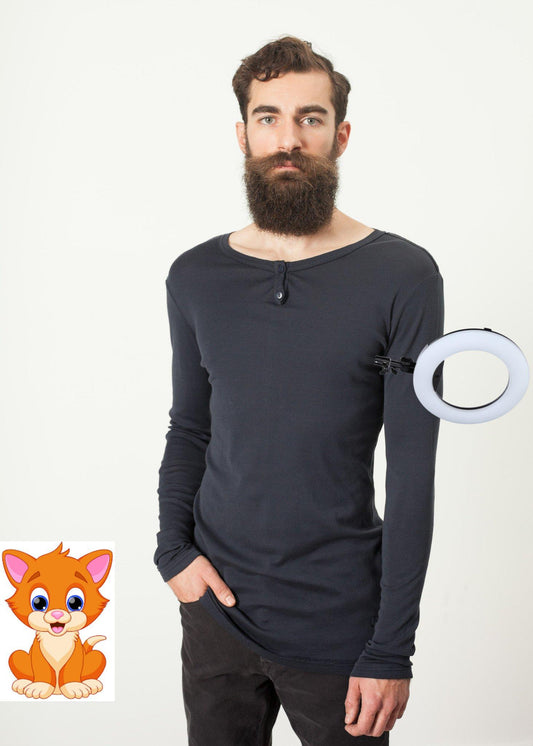 Cotton Henley in Blue Grey