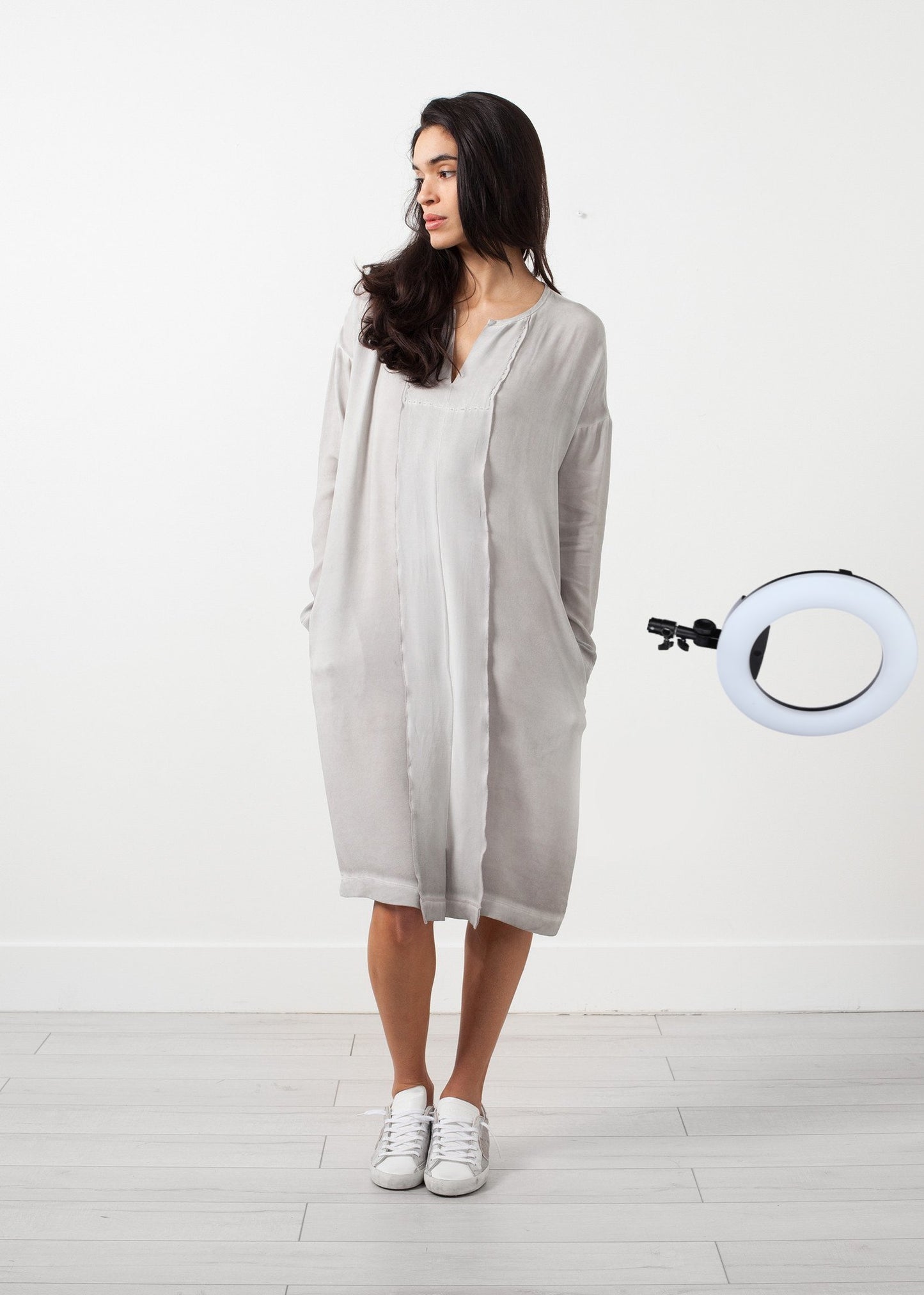 Long Sleeve Silk Dress