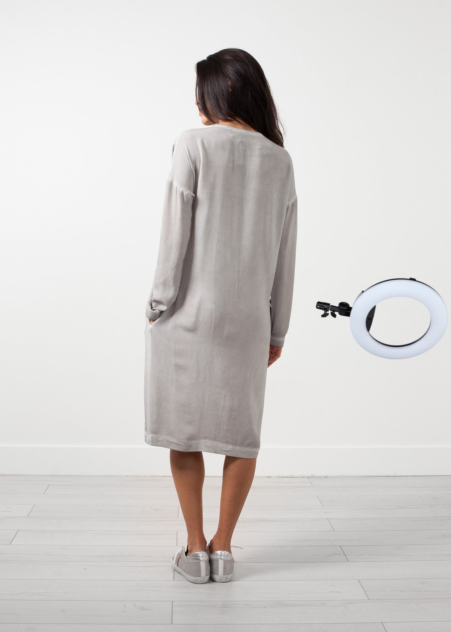 Long Sleeve Silk Dress