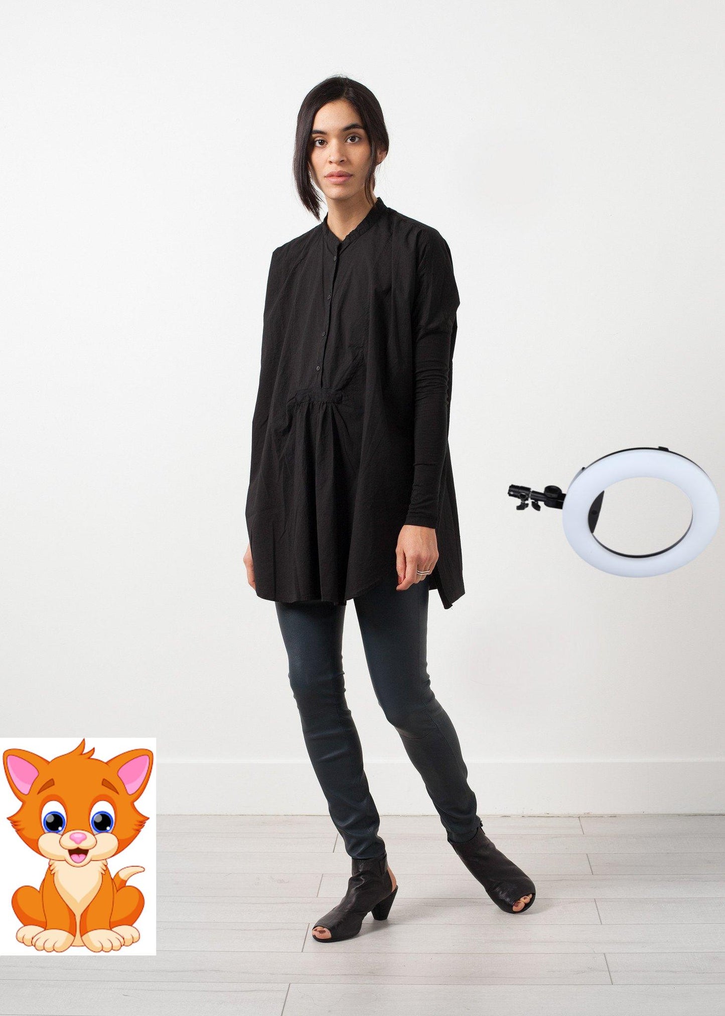 Oversized Bibbed Blouse