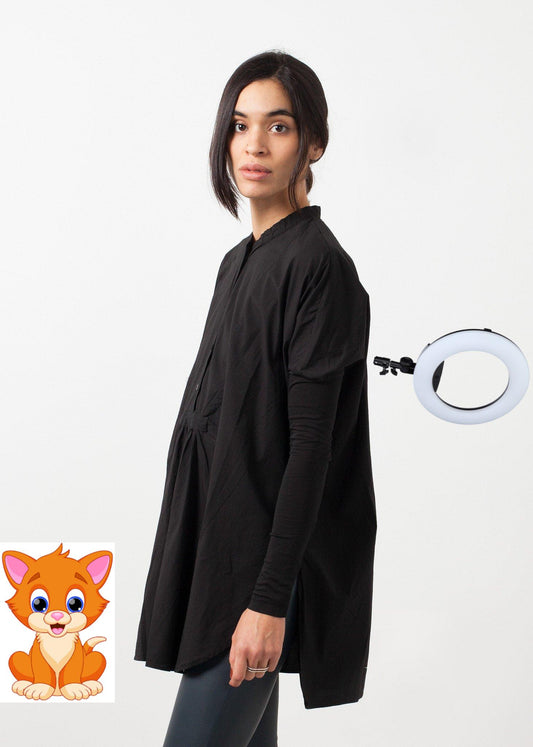 Oversized Bibbed Blouse