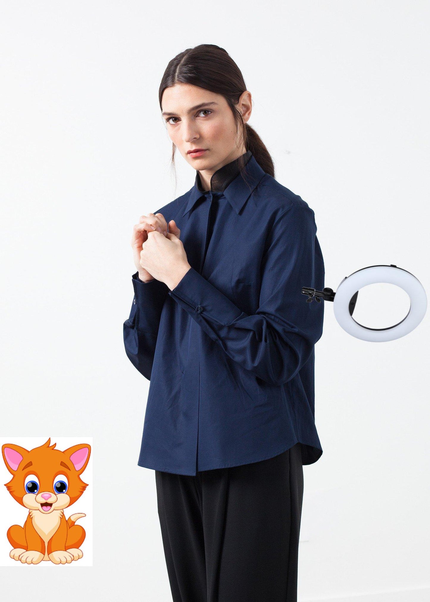 Sheer Silk Collar Button Up