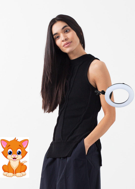Curved Stripe Knit Tank