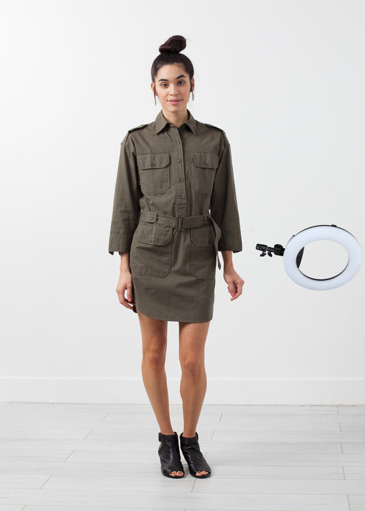 Belted Surplus Dress