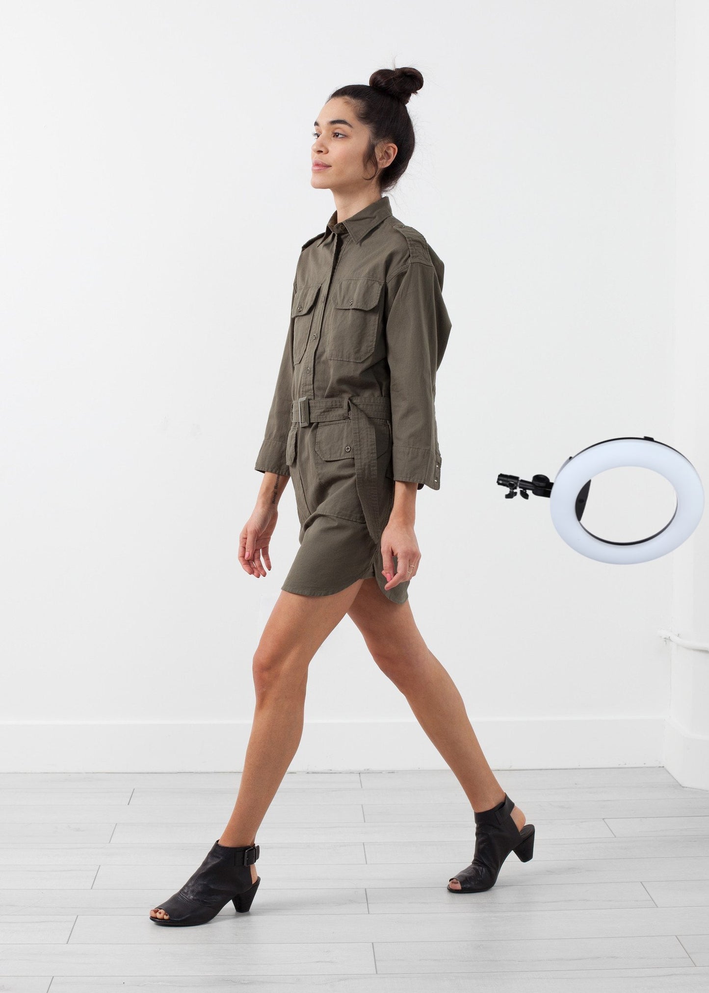 Belted Surplus Dress