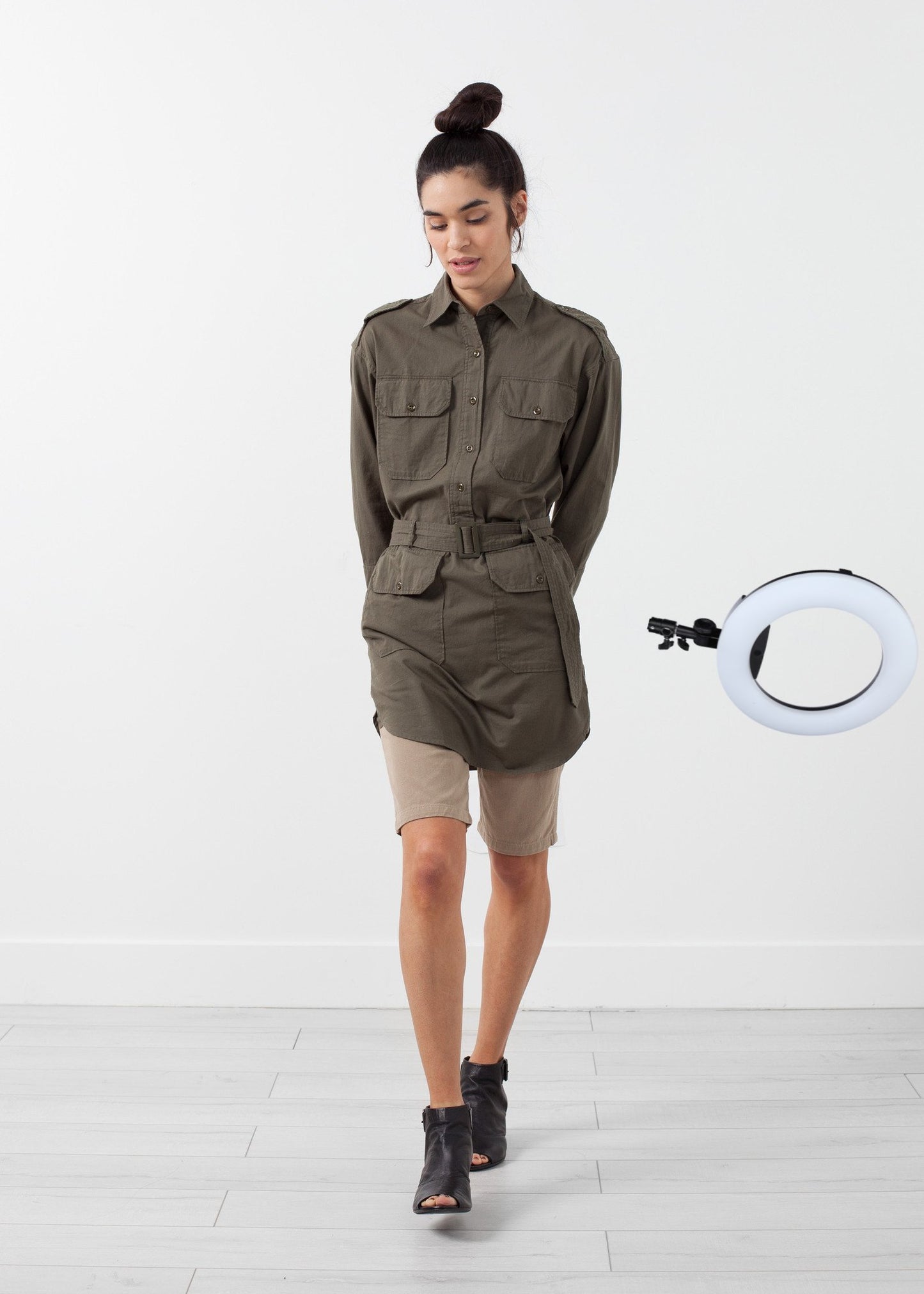 Belted Surplus Dress