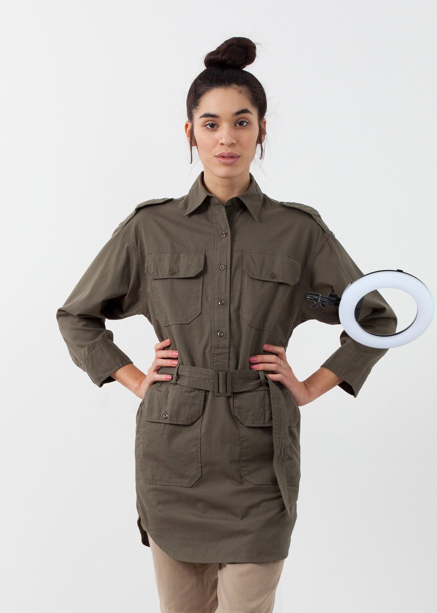 Belted Surplus Dress