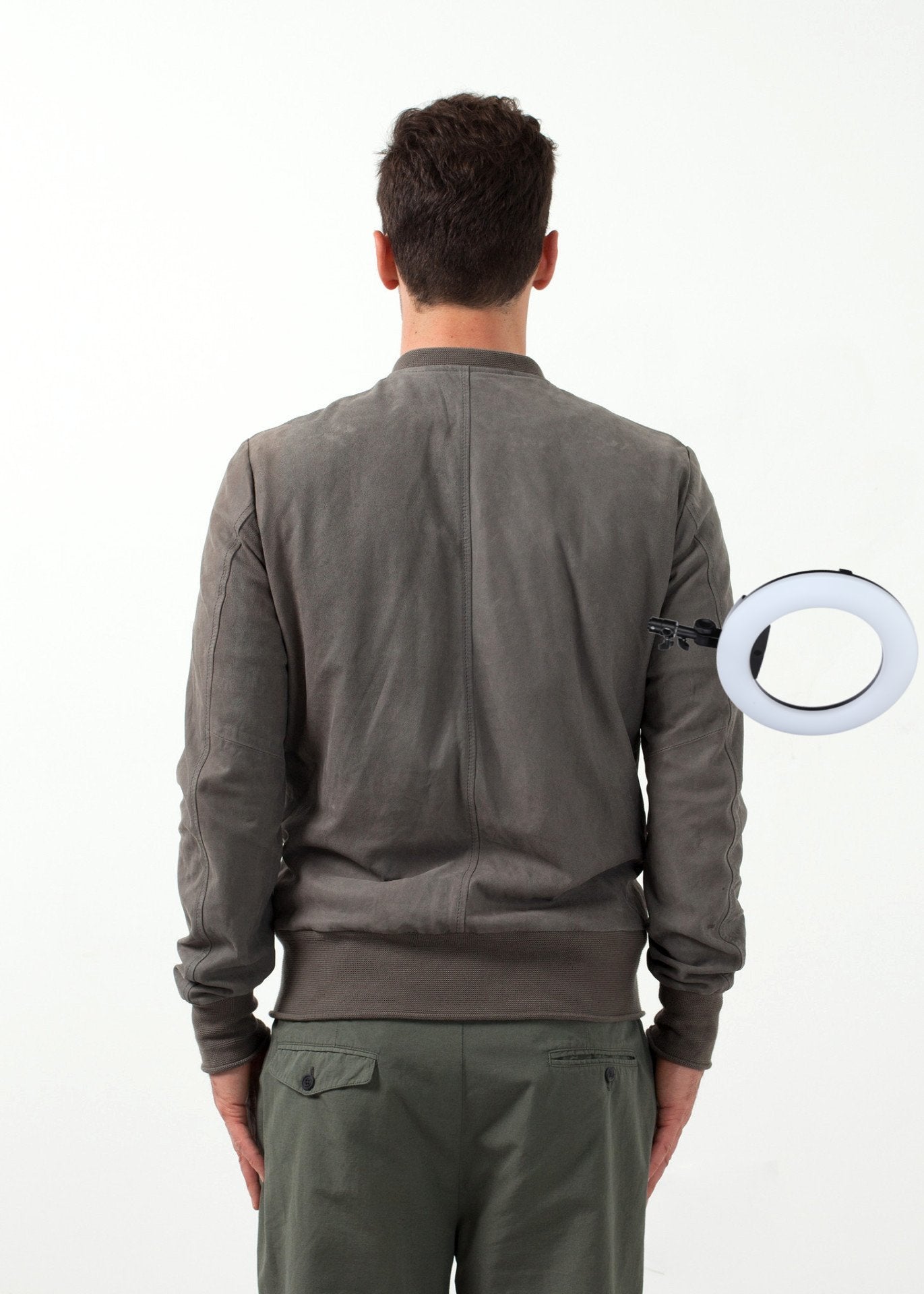 Leather Bomber Jacket in Dust