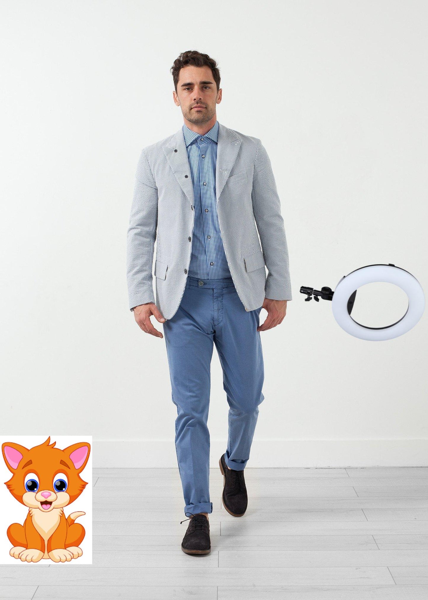 Seersucker Five Button Blazer