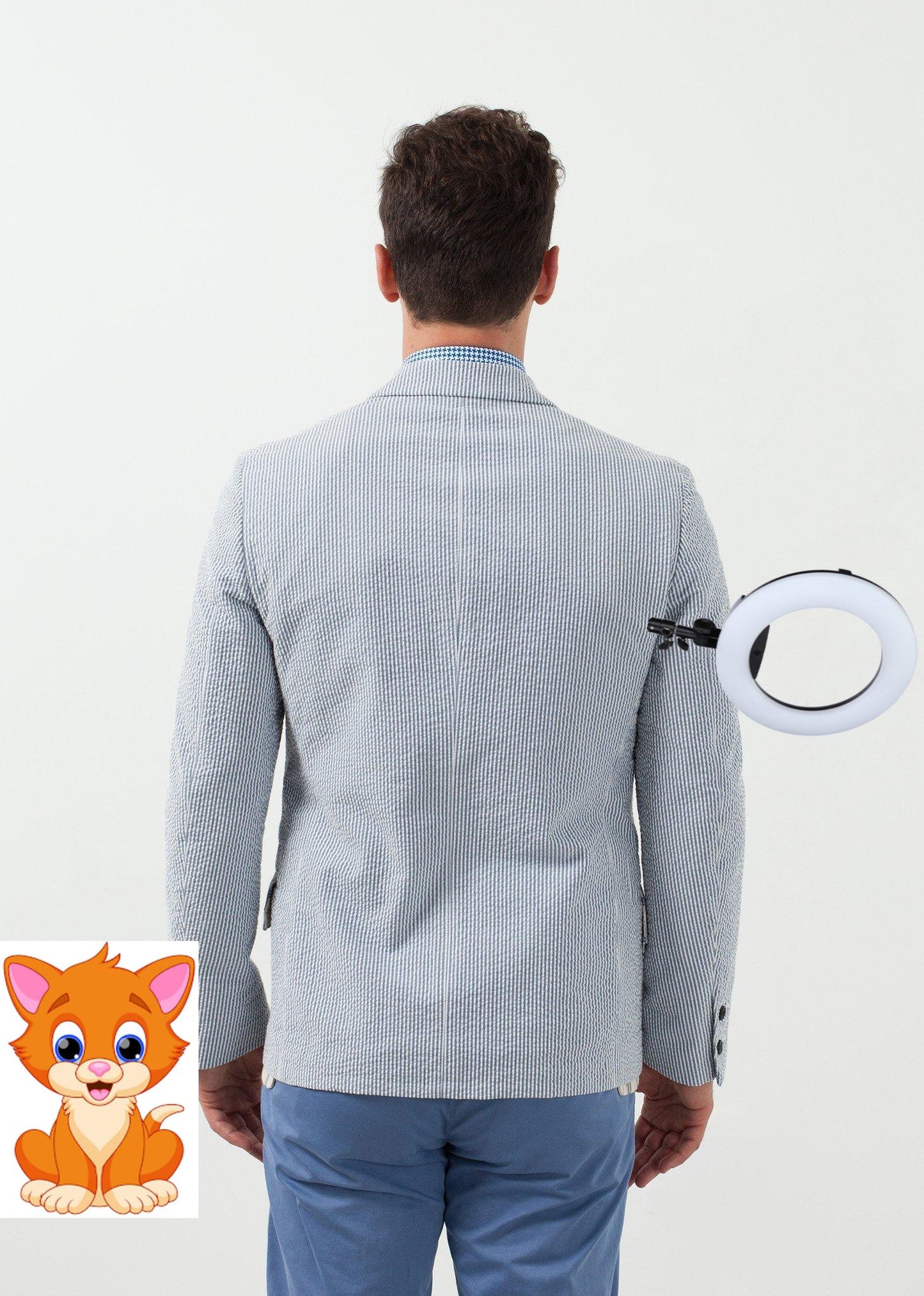 Seersucker Five Button Blazer