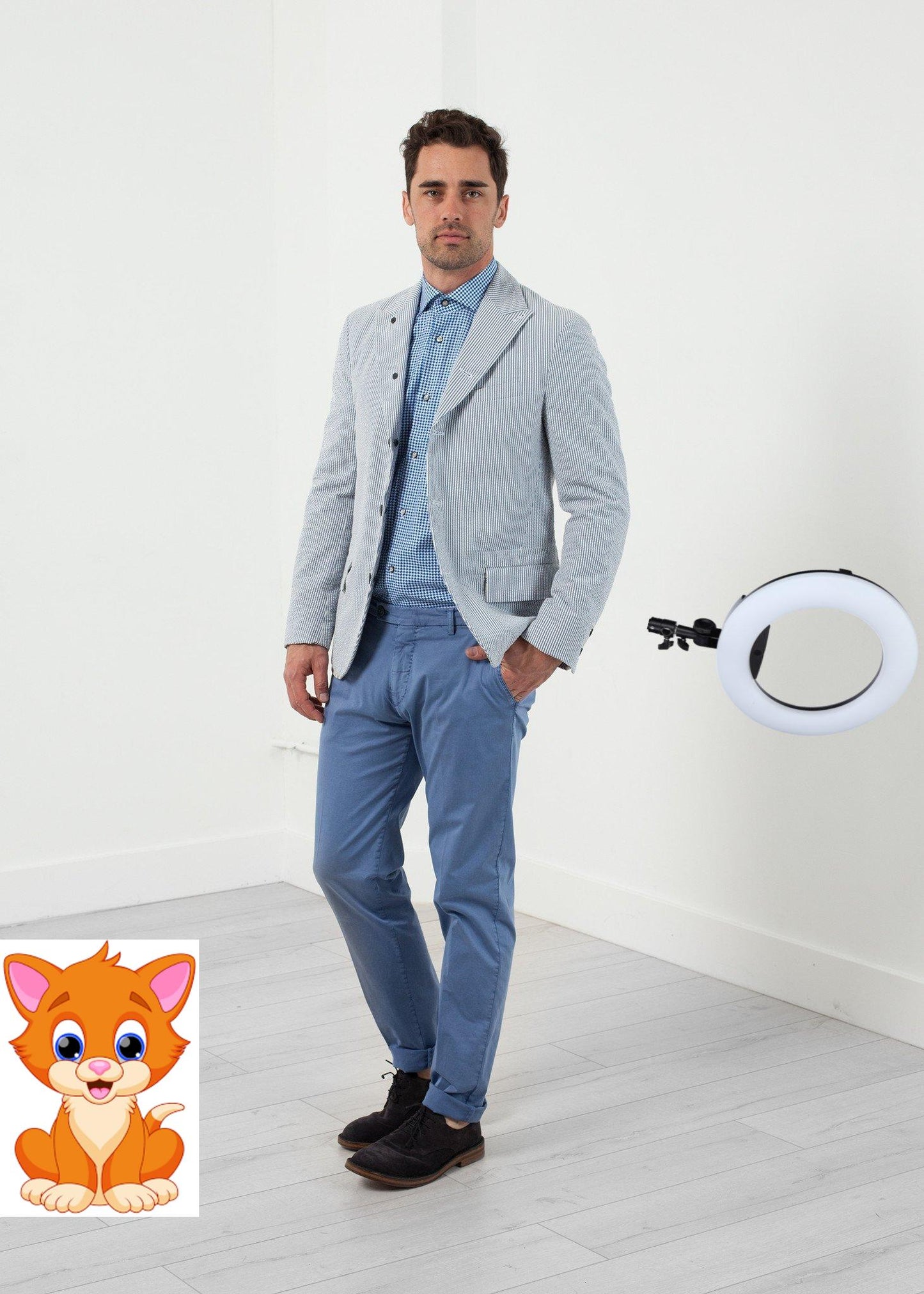 Seersucker Five Button Blazer