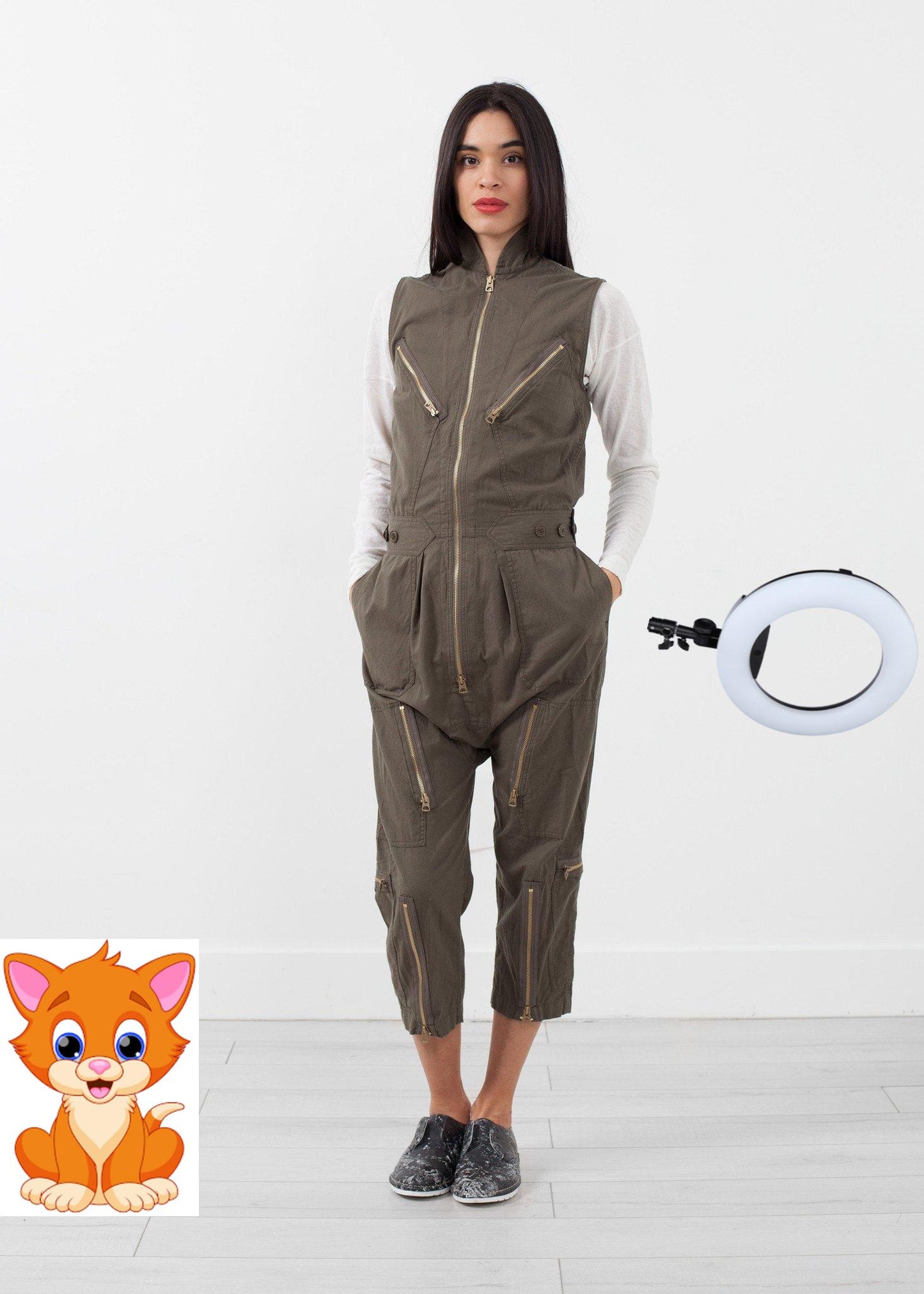 Sleeveless Harem Flightsuit