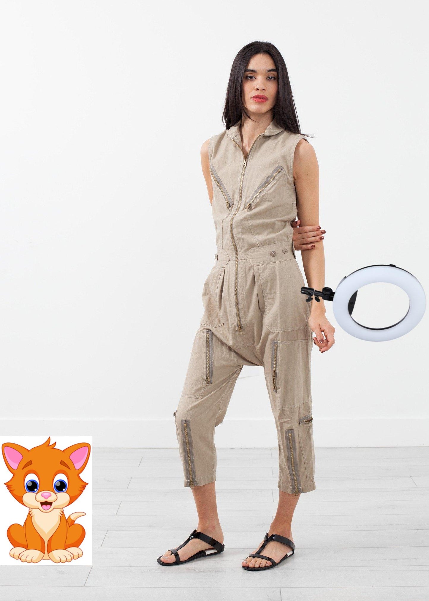 Sleeveless Harem Flightsuit