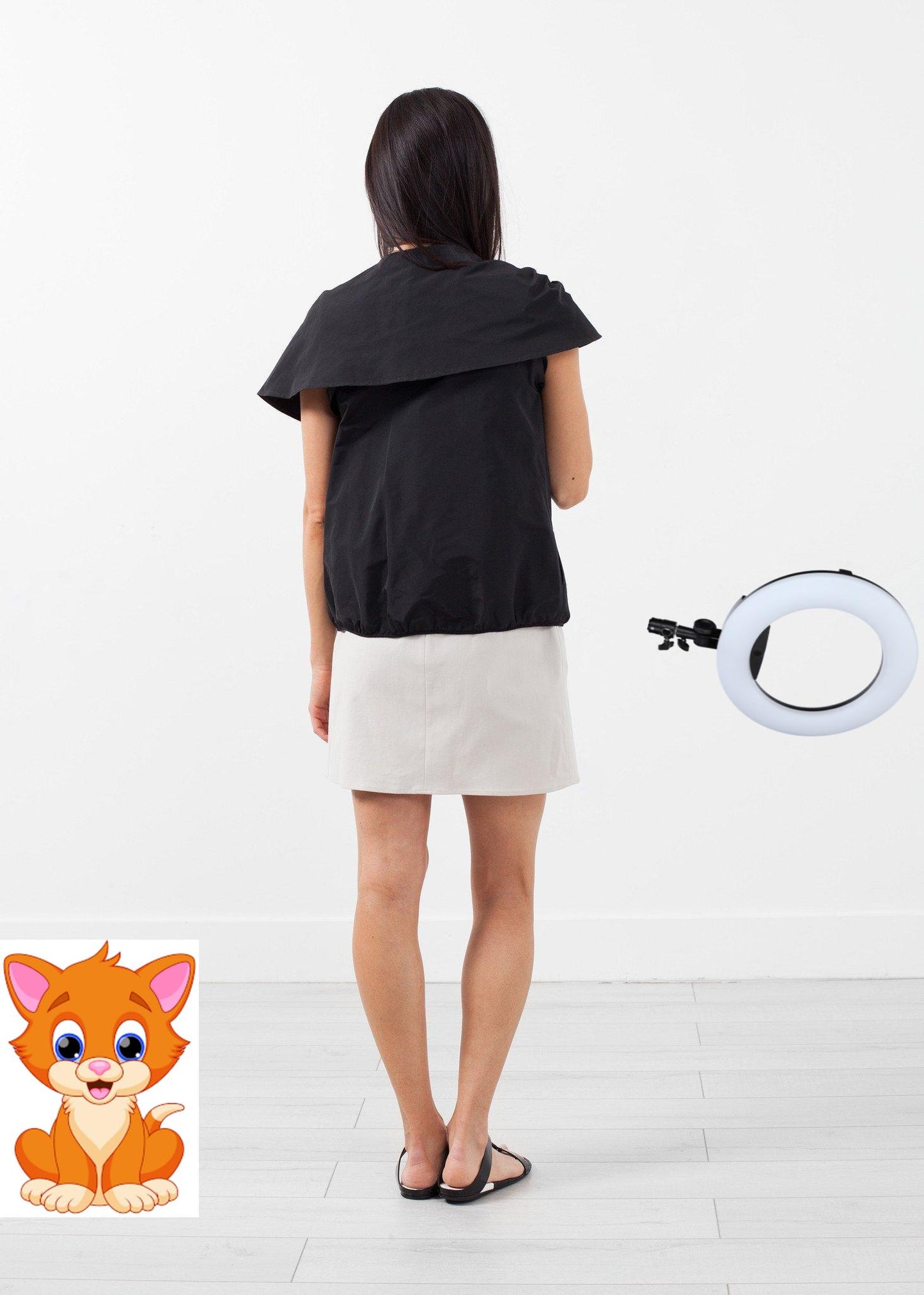 Sleeveless Cape Jacket