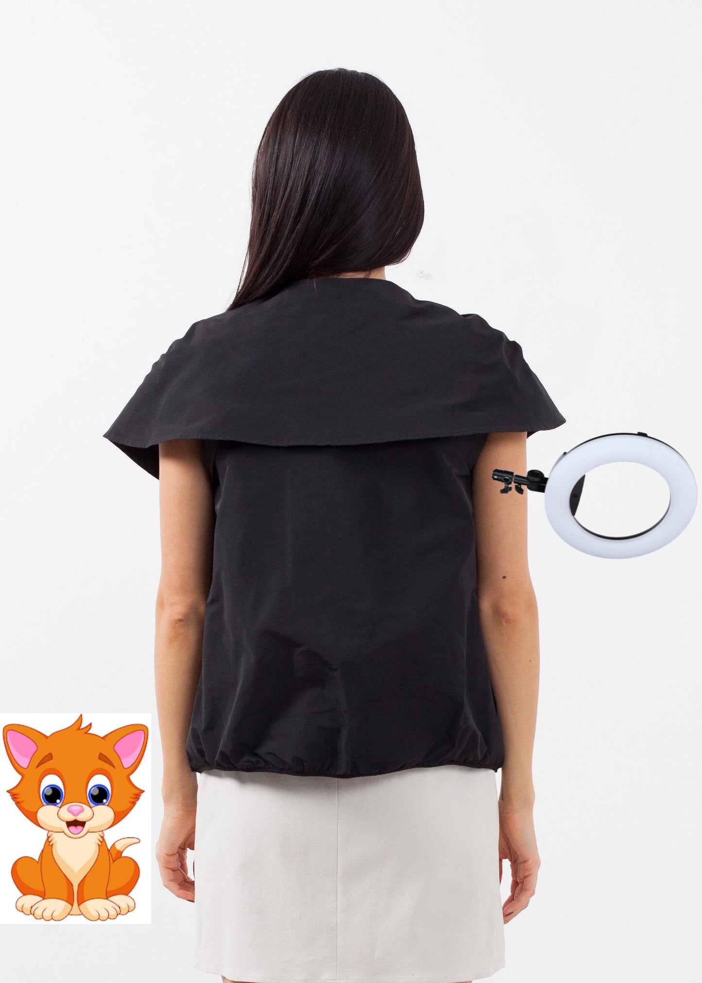 Sleeveless Cape Jacket