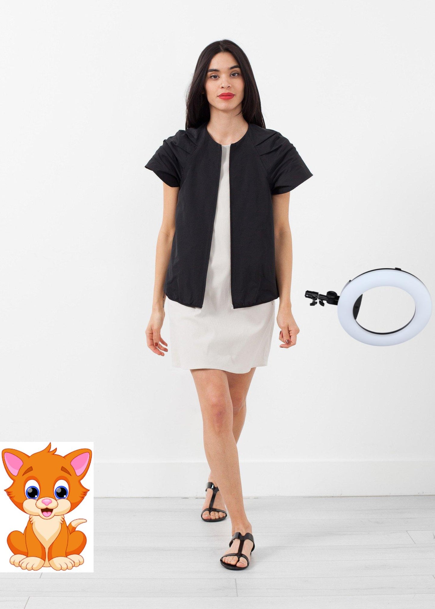 Sleeveless Cape Jacket