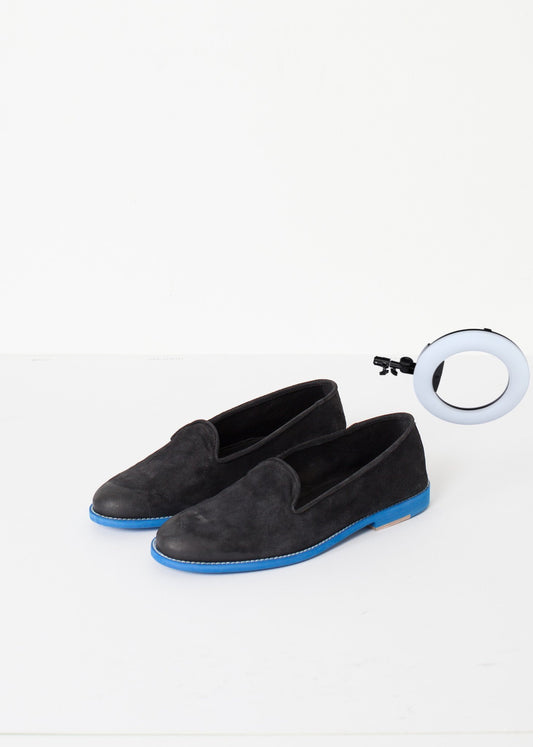 Suede Loafers - Black/Blue