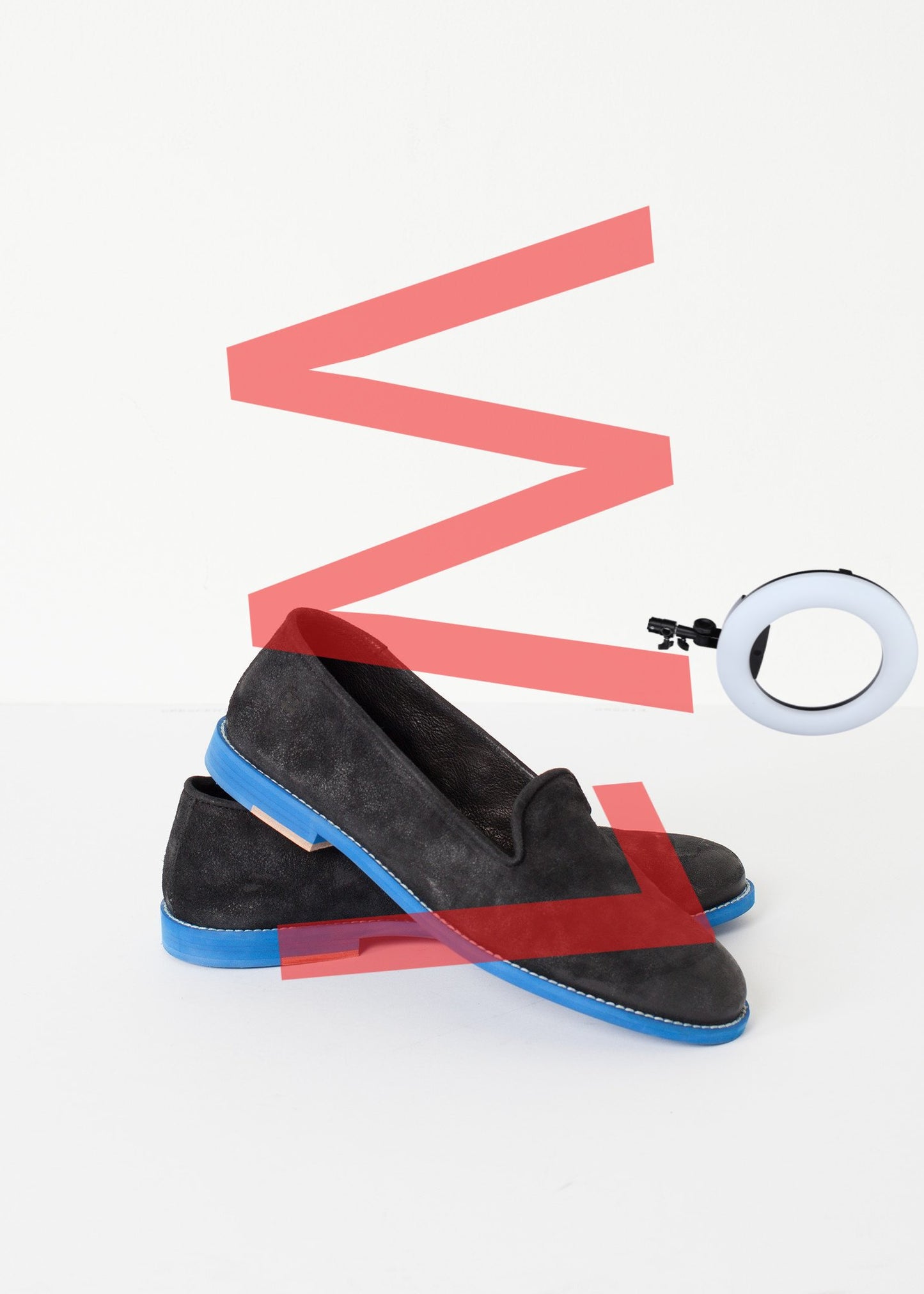 Suede Loafers - Black/Blue