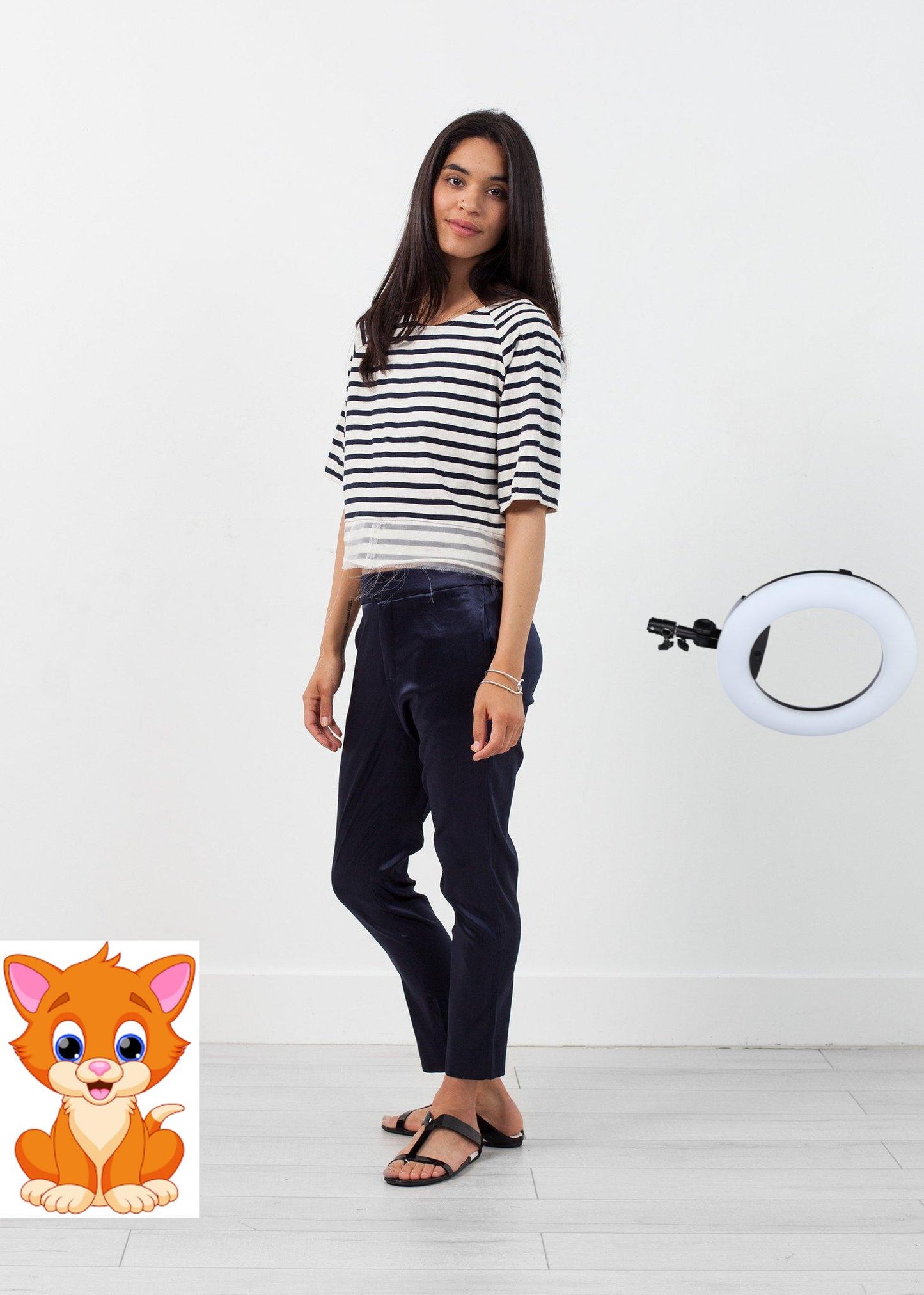 Sleeve Top in Navy Stripe