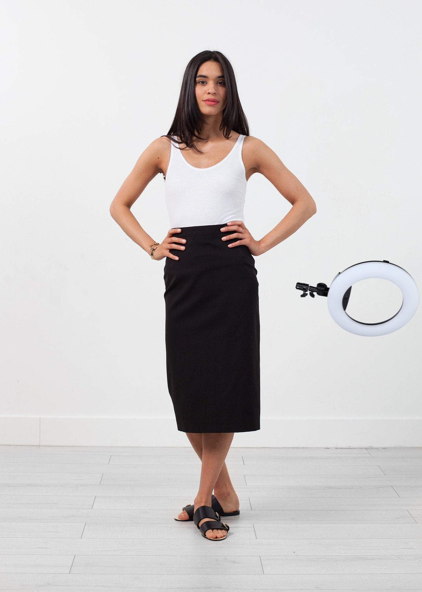 Long Pencil Skirt in Black